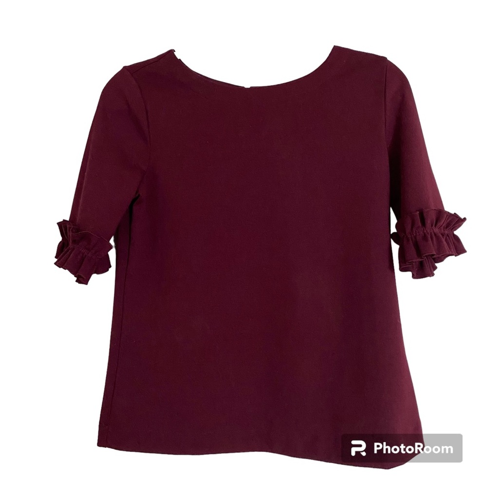 Banana Republic Short Sleeve Ruffle Top, Maroon
